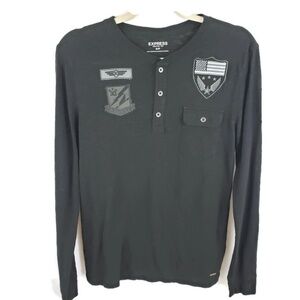 𝅺EXPRESS Mens Patch Long Sleeve Graphic S